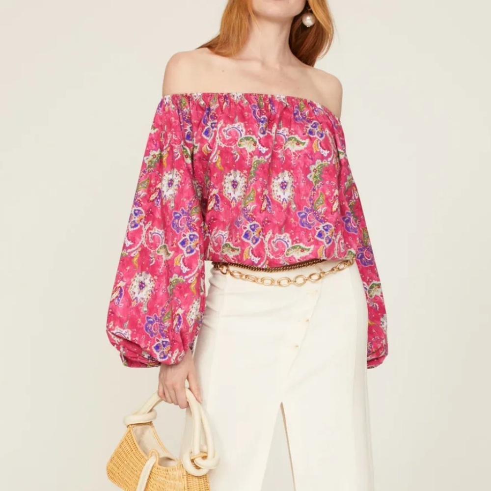 Caroline Constas Pink Paisley Andros Top